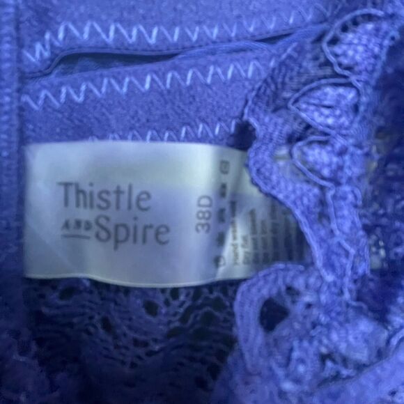 Thistle and Spire Kane Bra Womens 38D Navy Lace Cutouts V Wire Sheer Revolve - Picture 6 of 7